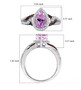 kunzite brown zircon and white zircon ring in rhodium over sterling silver shown for size comparison
