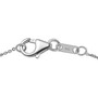 clasp detail of blue spinel brown zircon and white zircon pendant necklace in black and white rhodium over sterling silver