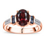 front view of rhodolite sapphire and diamond ring in solid 10k rose gold