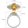 yellow sapphire halo two-tone 18k yellow gold and rhodium over sterling silver ring shown for size comparison