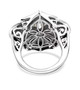 back view of moissanite and green enamel ring in rhodium over sterling silver
