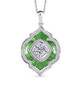 moissanite and green enamel pendant necklace in rhodium over sterling silver