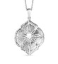 back view of moissanite and green enamel pendant necklace in rhodium over sterling silver