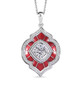 full view of moissanite and green enamel pendant necklace in rhodium over sterling silver