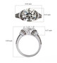 moissanite and green sapphire ring in rhodium over sterling silver shown for size comparison