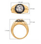 petalite and blue sapphire gents ring in 18k yellow gold over sterling silver shown for size comparison
