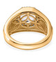 back view of petalite and blue sapphire gents ring in 18k yellow gold over sterling silver