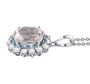 side view of petalite neon apatite and white zircon pendant necklace in rhodium over sterling silver