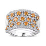 front view of spessartine garnet and white zircon cluster ring in rhodium over sterling silver