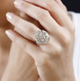 imperial topaz and white zircon cluster ring in rhodium over sterling silver worn on a hand