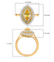 heliodor yellow sapphire and moissanite marquise halo ring in 18k yellow gold over sterling silver shown for size comparison