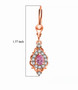 pink spinel and white zircon dangle earrings in 18k rose gold over sterling silver shown for size comparison