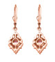back view of pink spinel and white zircon dangle earrings in 18k rose gold over sterling silver