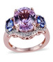 kunzite tanzanite and white topaz ring in 18k rose gold over sterling silver