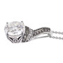 side view of moissanite and green sapphire pendant necklace in rhodium over sterling silver