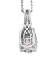 back view of moissanite and green sapphire pendant necklace in rhodium over sterling silver