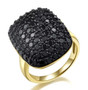black spinel cluster ring in 14k yellow gold over sterling silver