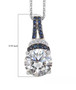 moissanite and blue sapphire pendant necklace in rhodium over sterling silver shown for size comparison