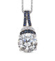 moissanite and blue sapphire pendant necklace in rhodium over sterling silver