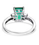 back view of blue and green quartz triplet and zircon ring in rhodium over sterling silver