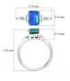 blue and green quartz triplet and zircon ring in rhodium over sterling silver shown for size comparison
