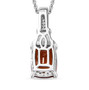 back view of orange kyanite and white zircon pendant necklace in rhodium over sterling silver