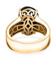 back view of oval black jade solitaire ring in 18k yellow gold over sterling silver
