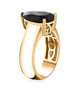 side view of pear black jade solitaire ring in 18k yellow gold over sterling silver