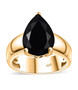 pear black jade solitaire ring in 18k yellow gold over sterling silver