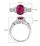 ruby (ff) and white zircon ring in rhodium over sterling silver shown for size comparison