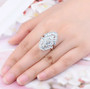 sky blue topaz cluster ring in rhodium over sterling silver
