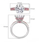 moissanite and pink sapphire ring in 18k rose gold and rhodium over sterling silver shown for size comparison