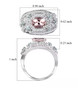 morganite blue apatite and moissanite flower cluster ring in rhodium over sterling silver shown for size comparison