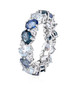 side view of blue topaz mystic topaz and zircon eternity band ring in rhodium over sterling silver