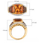 citrine fire opal and moissanite ring in 18k yellow gold over sterling silver shown for size comparison