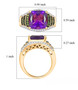 amethyst chrome diopside and moissanite ring in 18k yellow gold over sterling silver shown for size comparison