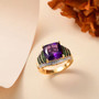 amethyst chrome diopside and moissanite 18k yellow gold over sterling silver ring live studio