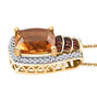 side view of citrine fire opal and moissanite pendant necklace in 18k yellow gold over sterling silver