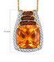citrine fire opal and moissanite pendant necklace in 18k yellow gold over sterling silver shown for size comparison