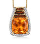 citrine fire opal and moissanite pendant necklace in 18k yellow gold over sterling silver front
