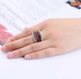 garnet and white zircon cluster ring in rhodium over sterling silver
