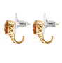 side view of citrine and fire opal earrings in 18k yellow gold over sterling silver