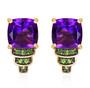 amethyst and chrome diopside earrings in 18k yellow gold over sterling silver