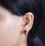 amethyst and chrome diopside earrings in 18k yellow gold over sterling silver worn on the ear