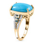 side view of turquoise blue and white diamond ring in solid 10k yellow gold
