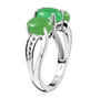 side view of green jade three piece jewelry set in rhodium over sterling silver