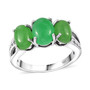 full view of green jade three piece jewelry set in rhodium over sterling silver