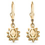 full view of heliodor and chrome diopside halo lever back earrings in 18k yellow gold over sterling silver