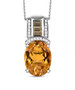 citrine and white zircon pendant necklace in rhodium over sterling silver