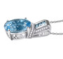 side view of sky blue topaz and white zircon pendant necklace in rhodium over sterling silver
